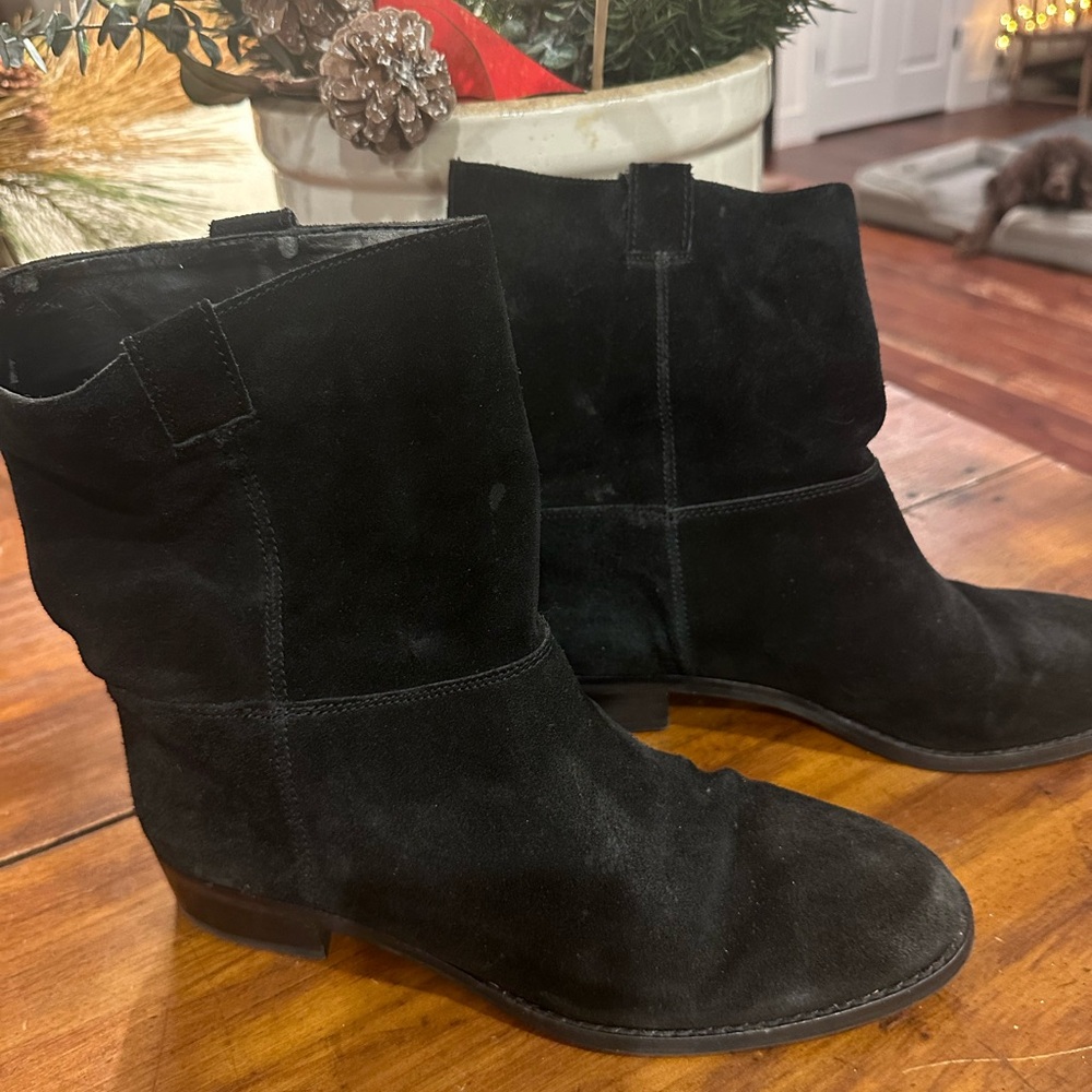 J Crew Black Suede Ankle Boots